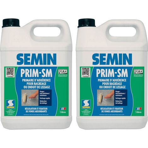 Semin – Primaire d'adhérence pour enduit de lissage – Pour supports poreux ciment – Bidon 5 L – Lot de 2 – Application facile sur béton (1/5)