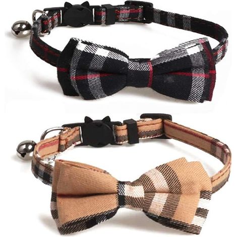 Collier pour Chat, Breakaway avec Noeud Papillon et Clochette pour Chatons et Chatons, réglable de 7,8 à 10,5 Pouces (Marron + Noir)-Fei Yu (1/4)