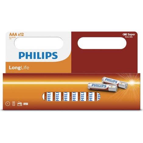 [JAMAIS UTILISE] Philips LongLife - Piles AAA - 12 (1/2)