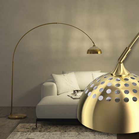 Lampe sur pied en acier laqué époxy 60W réglable hauteur doré