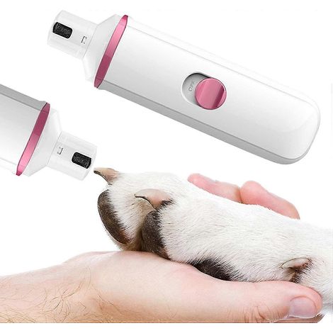Coupe-ongles pour chiens et chats, rechargeable par USB, silencieux et utilisable chez les chiens de toutes tailles (rose). (1/5)