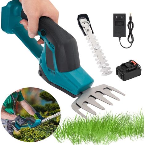 Akku Grasschere Strauchschere Set Kompatibel Mit Makita 18V, 2-IN-1 Grasschere und Heckenschere, Handliche Rasenschere, 1350 U/min KabelloserStrauchtrimmer für Büsche