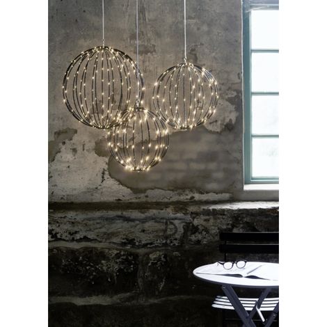 3er Set LED 3D-Kugel "Mounty" schwarz, Ø 30cm + 40cm + 50cm 230V