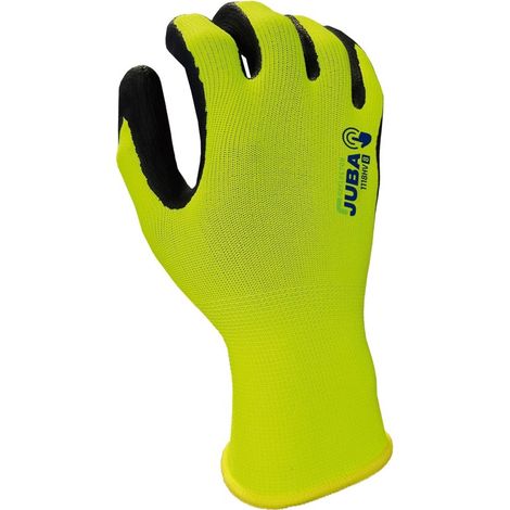 Guante Eco-Nit FOAM Dorso de alta visibilidad Talla 10 JUBA – Negro/Fluor amarillo (1/4)