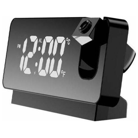 Reveil Projecteur Plafond Reveil Projection 180° Horloge Numérique pour Chambre, Bureau - le noir