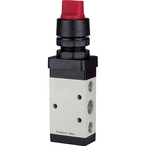 Riegler 5/2-Wegeventil, manuell »M5«, Drehhebel k., monostabil, G1/4, rot (1/3)