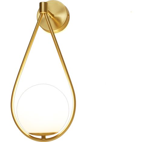 ALPINALUZ Aplique de Pared de Diseño Nórdico con Bola de Cristal "GOTA"- Casquillo Portalámpara E27 G45 Dorado (1/5)