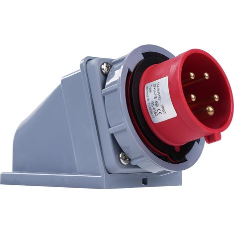 Prise d'Alimentation CEE 5 Broches 16A/415V Prise Camping Car Fiche Murale CEE IP67 étanche Prise Industrielle pour Extérieur Caravanes, 3P+N+E, Rouge (1/5)