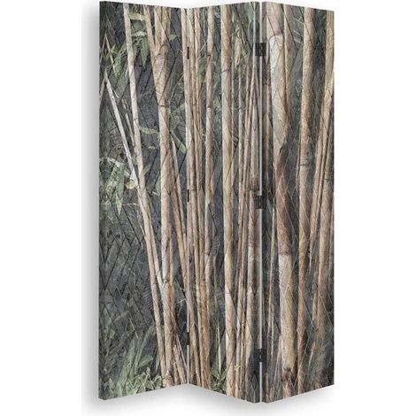 Paravento bilaterale 360, Steli di bamb๠in marrone - 110x170 (1/5)
