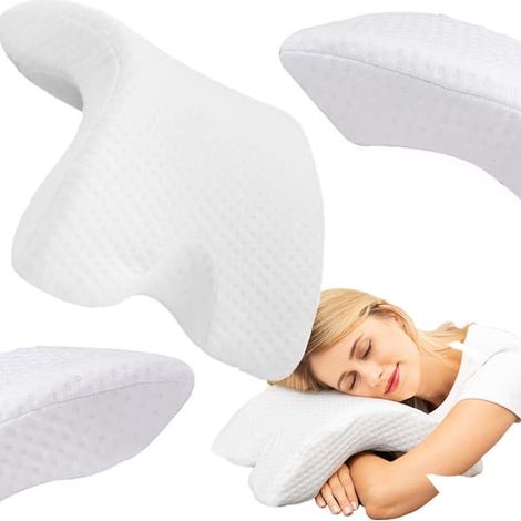 Oreiller orthopédique avec emmanchures - Mousse à mémoire de forme, blanc, forme arquée (1/5)