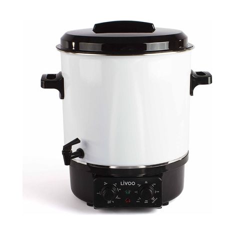 Stérilisateur à bocaux électrique DOM334 – 1800W – 27L – Thermostat réglable jusqu'à 120 min – Cuve acier émaillé Ø35 cm – Domoclip