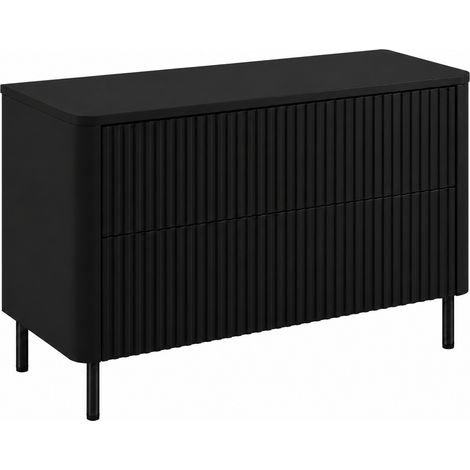 Meuble sous vasque 100 cm, noir, plan noir, pieds noirs (1/5)