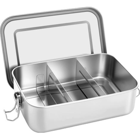 Boîte Repas en Acier Inoxydable:1400ML Lunch Box Avec 2 Compartiments – 100% Sécuritaire Sans BPA Écologique et - Boîte à Lunch Étanche et Hermétique (1/5)