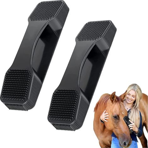 Lot de 2 brosses de toilettage pour chevaux, peigne de massage pour chevaux, brosse de toilettage et de massage pour chevaux, brosse de massage et de thérapie pour chevaux (1/5)