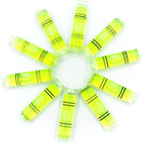 Lot de 10 (9.5x40mm) Niveau à Bulle, mini Plastique cylindrique Petite Niveau à bulle,mini inclinomètres de haute précision (1/5)