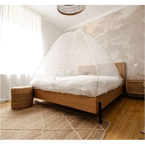 Moustiquaire lit & jardin dôme pop up fermeture zippée 180 x 200 cm-Chrom (1/5)