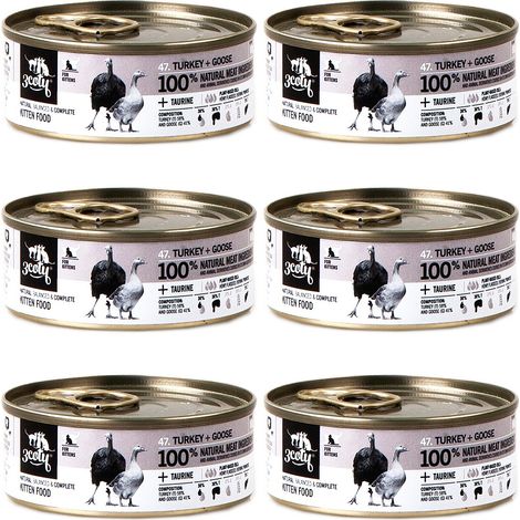 3COTY Pavo con Ganso para Gatitos - Comida Húmeda para Gatos - 6x80g (1/2)