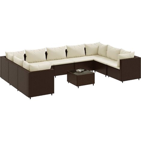 Maison Exclusive - 10-tlg. Garten-Lounge-Set mit Kissen Braun Pol (1/5)