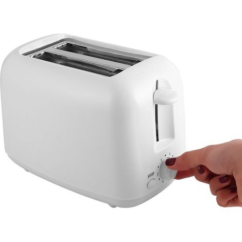 Grille-pain domestique, grille-pain à sandwichs et petit-déjeuner, grille-pain entièrement automatique avec 2 fentes courtes extra larges, blanc (double fente courte). (1/5)
