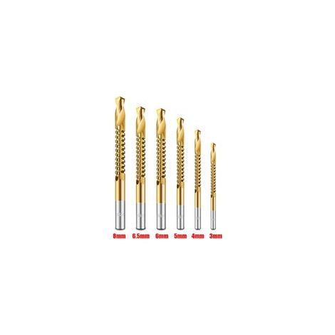 Juego de 6 brocas espirales métricas de cobalto para roscar y ranurar madera - Crezuo