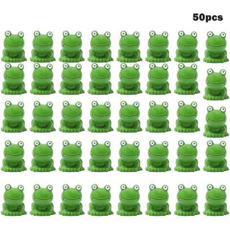 Set aus 50 realistischen Mini-Froschfiguren aus Kunstharz in leuchtenden Farben, für kreative Hobbys, Schrank- und Gartendekoration. (1/5)