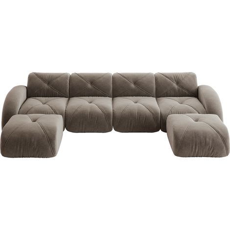 Modulares U-Sofa ohne Gestell 4-Sitzer Chenille Taupe MODENUIT (1/5)