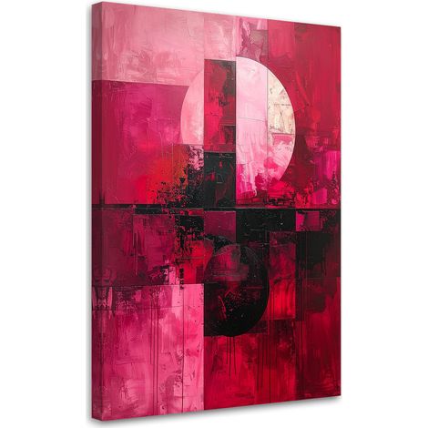 Cuadro sobre Lienzo Abstracción rosa y negra con división geométrica 20x30 (1/5)