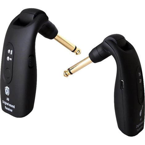 Système sans fil pour guitare 2,4 GHz, émetteur et récepteur audio rechargeables, équipé d'un adaptateur femelle 6,35 mm (1/4 pouce) vers mâle 3,5 mm, kit sans fil compatible avec la basse, le clavier (1/5)