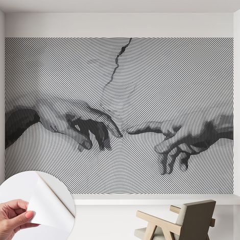 Papier peint autocollant Mural avec colle pour salon et chambre Décoration murale rapide Mains hypnotiques 152x104 cm (1/5)