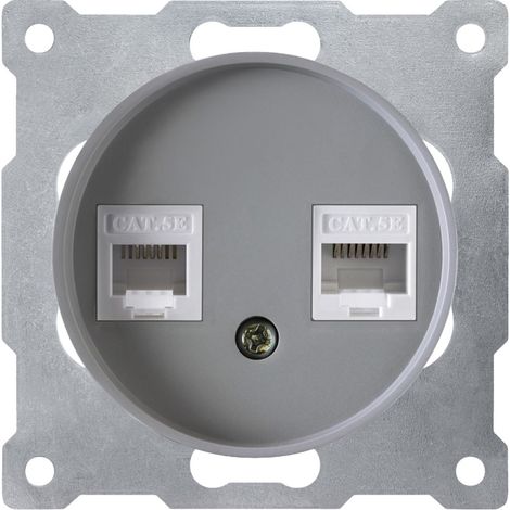 Prise OneKeyElectro double 2xRJ45, Cat.5e UTP, gris