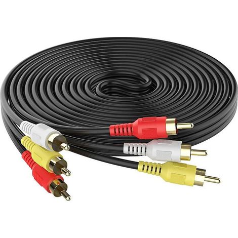 1 Câble audio-vidéo composite, connecteurs RCA, gaine PVC flexible, pour TV, DVD, caméras (1/5)