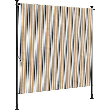vidaXL Outdoor Roller Blind Yellow and White 200x270 cm Fabric&Steel