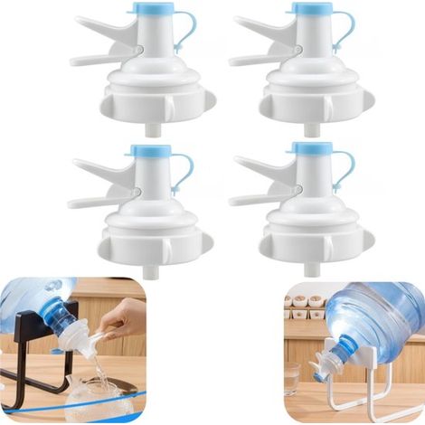 Robinet de seau 4 pièces bec verseur couvercle joint (blanc, 9,26cm) (1/5)