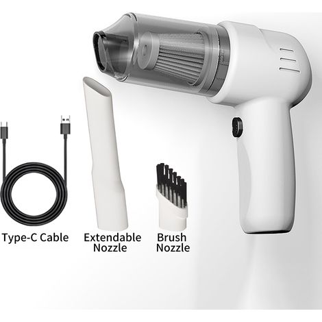 Aspirateur Portable avec moteur puissant 100W 9000Pa, Kit de nettoyage à main sans fil pour voiture/maison/bureau, blanc (1/5)