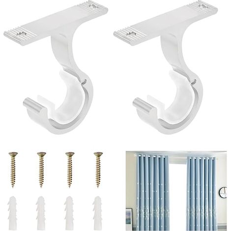 Lot de 2 Support de Tringle à Rideaux, Support de Tringle à Rideau pour 20 à 28 mm, Support Tringle en Alliage D'aluminium, Support de Tringle de Plafond pour Rideau ou Armoire
