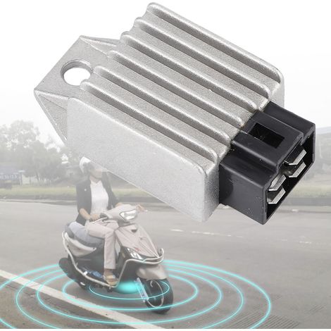 Ej.Life Spannungsregler 12v Roller, Spannungsregler Gleichrichter universeller 4-Pin 12V-Stecker Spannungsgleichrichter für Roller, Moped, ATVs, Gokarts, Buggie mit GY6-Motor 50cc bis 150cc (1/5)