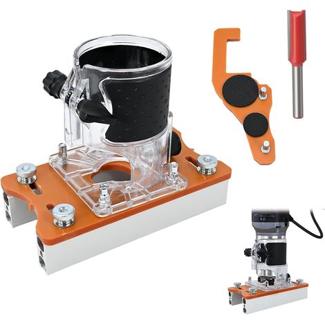 2-in-1 Frässchablone zum Nutenfräsen und Positionieren, robuste, verstellbare Aluminiumhalterung für unsichtbare Befestigungselemente und Kantennuten, kompatibel mit den meisten Oberfräsen (0-2 Zoll K (1/5)