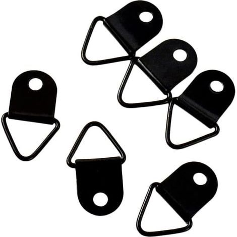 Lot de 50 crochets muraux pour cadres photo, anneaux en D triangulaires en métal, pour suspendre cadres photo et toiles, supports muraux noirs. (1/5)