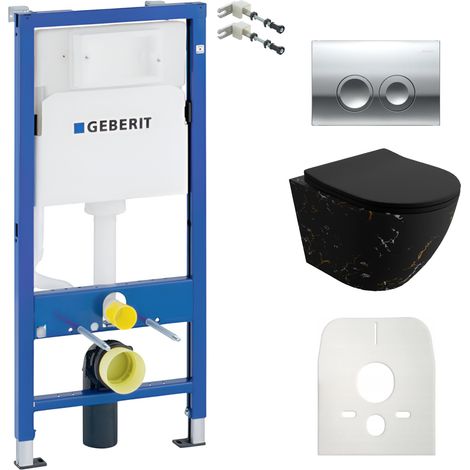 GEBERIT WC Set mit Vorwandelement, Wand-WC und Spülknopf (1/5)
