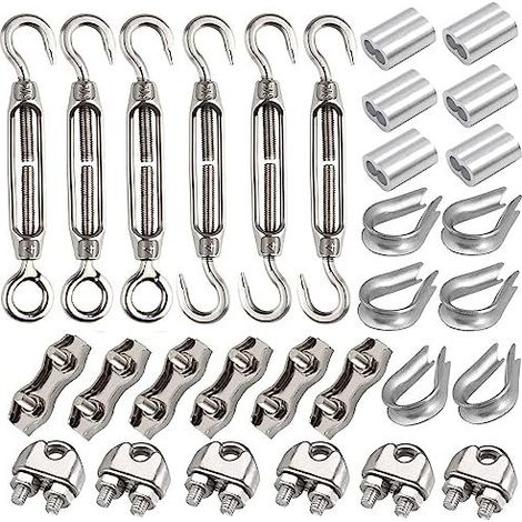 Packung mit 30 M4-Spannschlössern – Enthält ein M4-Spannschloss aus Edelstahl, eine 3-mm-Kabelklemme aus Edelstahl, eine Kabelschuhöse und eine Crimpzange aus Aluminium für gespannte Kabel (1/5)