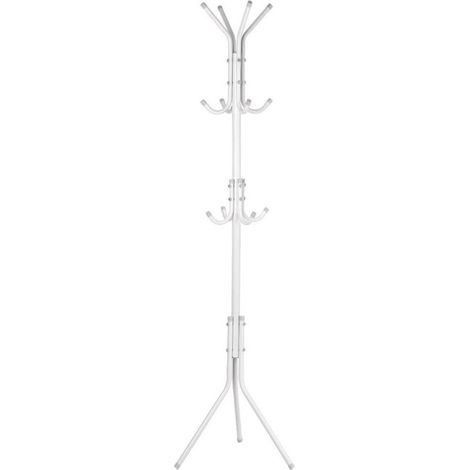 SJLERST Porte-manteau en métal à crochets multiples, porte-chapeau, support d'arbre, cintre de sac à vêtements, organisateur pour chambre à coucher de maison (blanc) (1/4)