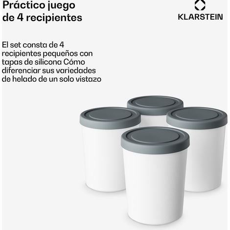 Klarstein Set de contenedores para helado 180 mililitros Plástico Apto para lavavajillas