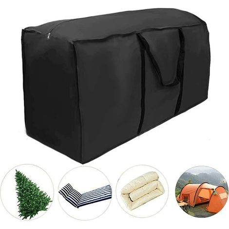 Bolsa de almacenamiento negra para cojines de jardín (173 x 76 x 51 cm), fundas de tela Oxford 210D para cojines de exterior, bolsa de transporte impermeable con asa. (1/5)