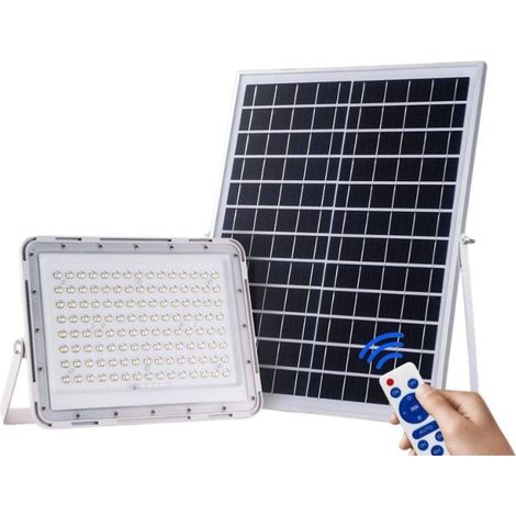 Silamp – Projecteur solaire LED 20W IP65 – Panneau photovoltaïque inclus – Télécommande – Autonomie jusqu'à 8 heures – Résistant aux intempéries