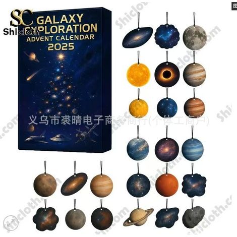 New Birds' Descent Calendar Blind Box Christmas Tree Decoration Acrylic Pendant - H Galaxy Exploration Descent Calendar - 3D