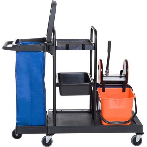 EASYCOMFORT Carrello Pulizie Professionale Multiuso con 2 Secchi Capacità 18L e Ruote, Blu