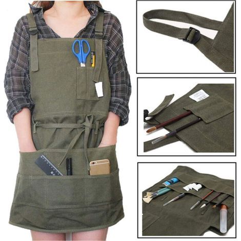 Tablier professionnel en toile naturelle 71x95cm – Ajustable pour tailles M à XXL – 4 grandes poches – Résistant aux conditions de travail (1/5)