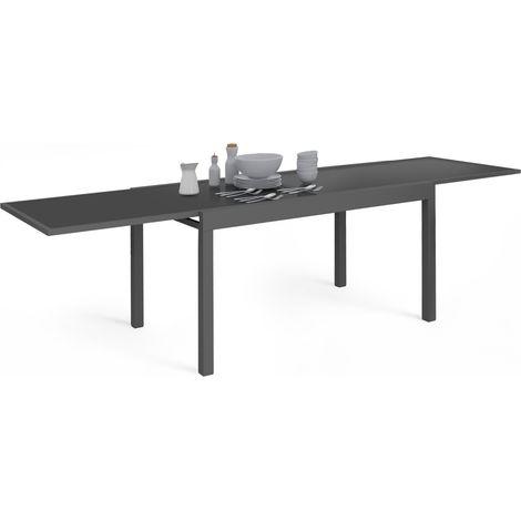 Table de jardin extensible rectangulaire MADRID 135-270 CM 8-12 personnes gris anthracite