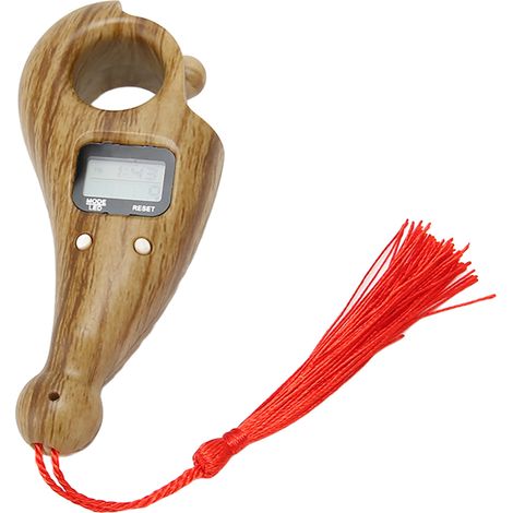 Compteur numérique de perles avec gland, LCD silencieux, résistant aux chocs, compteur de perles bouddhistes pour méditation, mouvement des doigts, bois de pêcher (1/5)