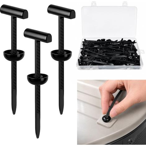 50 Attache Cable Universel en Nylon Noir avec Clip Autobloquant Durable Resistant aux UV pour Fixation de Plaque de Protection Chassis Voiture Tapis de Coffre et Garage (1/5)